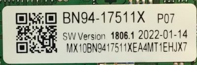 MAIN PARA SMART TV SAMSUNG 4K RESOLUCION (3840 X 2160) UHD / NUMERO DE PARTE BN94-17511X / BN41-02844D / BN9417511X / 17511X / BN97-19232U / PANELCY-SA065HGSV9H / DISPLAY BN96-51822C / BN9651822C / MODELO UN65AU8000FXZA UE14 - Imagen 2